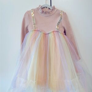 Lola and the boys RAINBOW SHIMMER TULLE DRESS